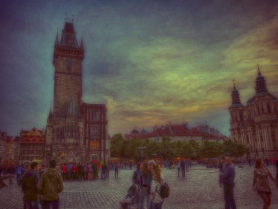 プラハの街並みを絵画風に