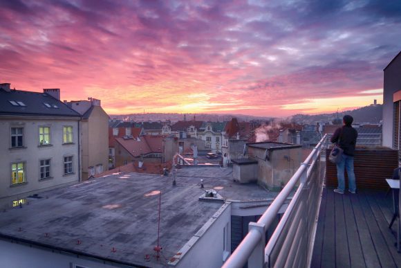 プラハの綺麗な夕暮れ