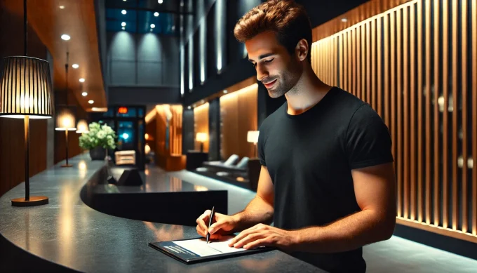 ホテルにチェックイン